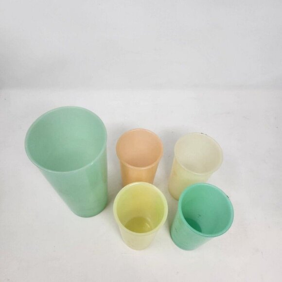 Tupperware Lot 1 #107 Cup 1954 4 #117 Tumblers 9oz Pastel Made in USA - Picture 2 of 10